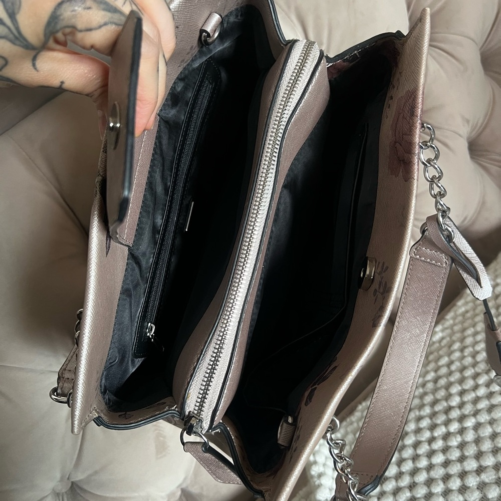 Guess Floral Shoulder Bag and Wallet - Pink and Gray - Picture 5 of 9